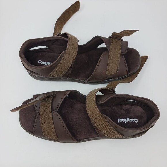 Cosyfeet BINGLEY Brown Sandals Size 13 Wide Fit Diabetic Comfort - Picture 12 of 14